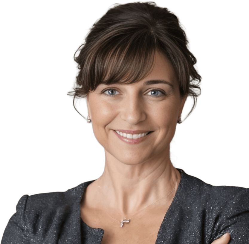 Melissa Ford, a woman with shoulder-length brown hair, is smiling warmly. She is wearing a sleeveless patterned top and a watch on her left wrist. Her arms are crossed in front of her on a table, exuding a friendly and approachable demeanor.
